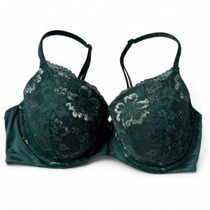 Victoria’s Secret Lace Demi Bra 34DD Dark Green Underwire Body by Victoria
